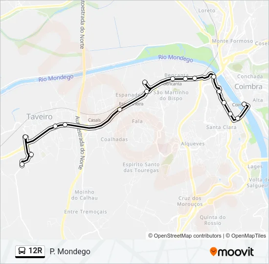 12R Bus Line Map