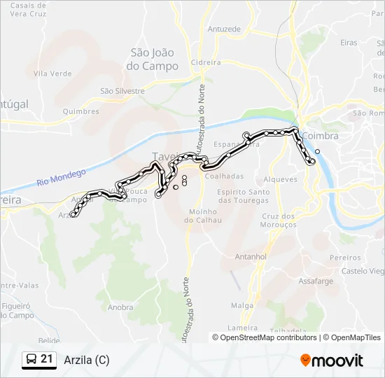 21 Bus Line Map