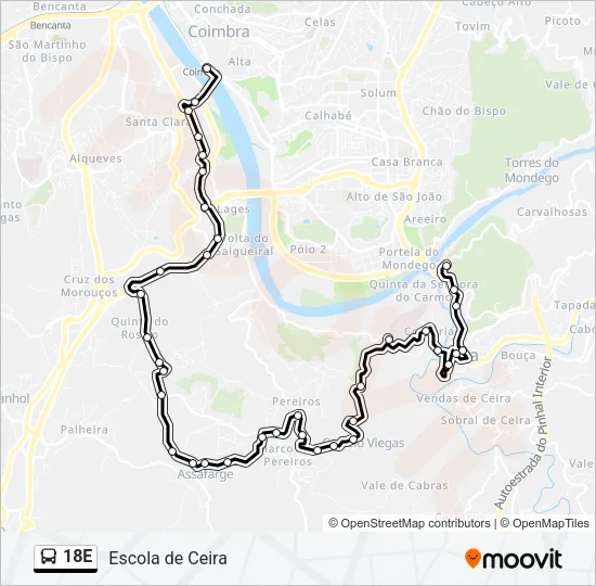 18E Bus Line Map