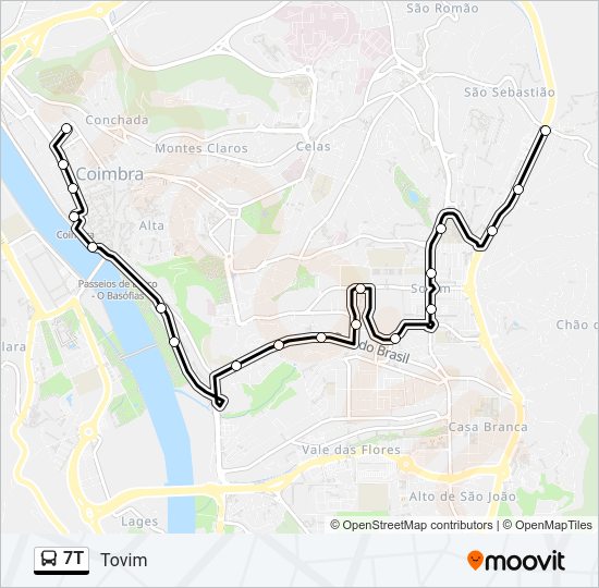 Mapa da linha do autocarro 7T.