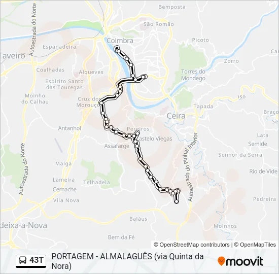 43T Bus Line Map