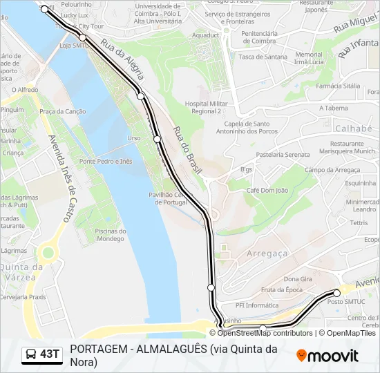 43T Bus Line Map