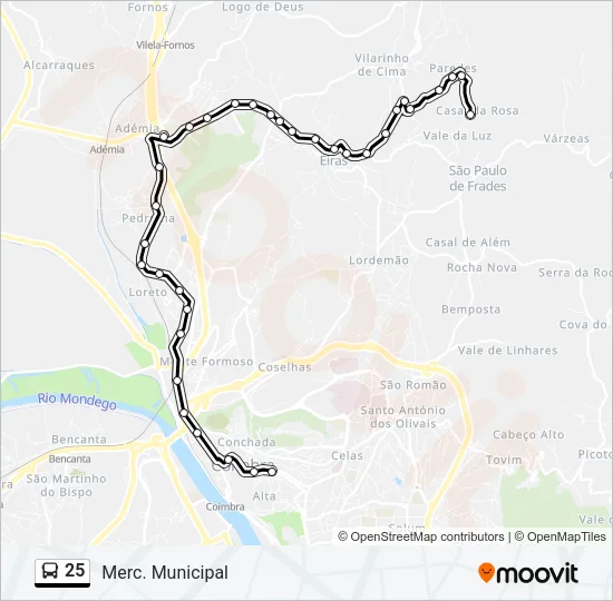 25 Bus Line Map