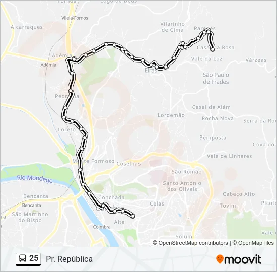 25 Bus Line Map