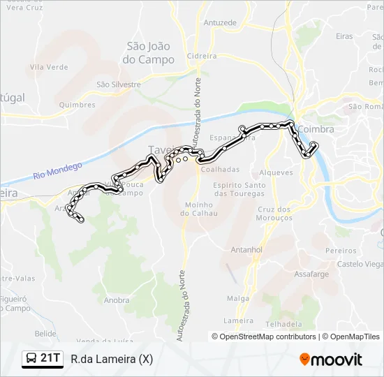 21T Bus Line Map