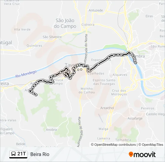 21T Bus Line Map