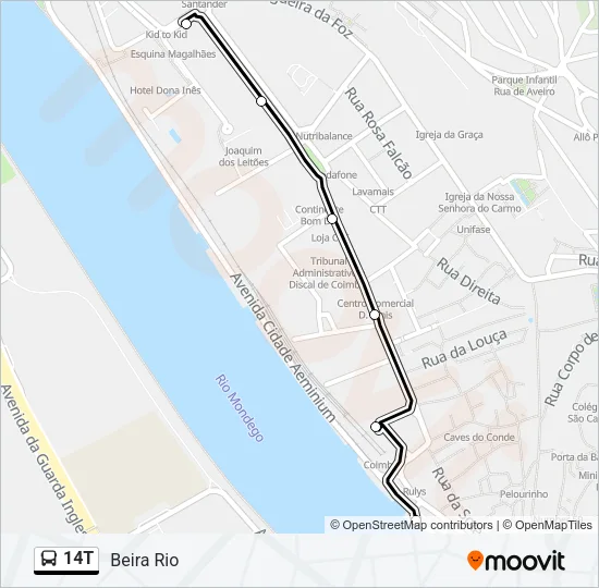14T Bus Line Map