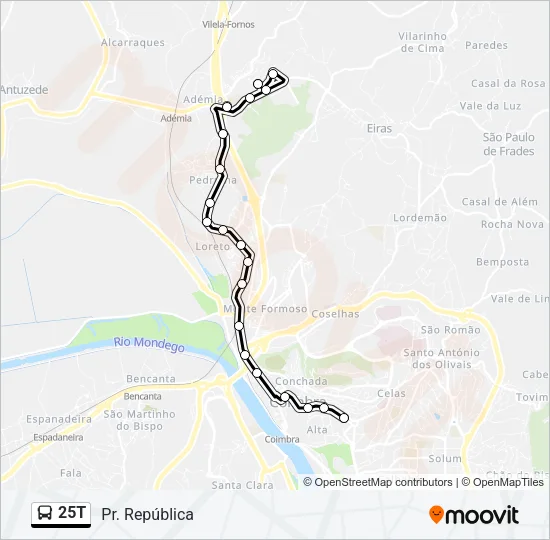 25T Bus Line Map