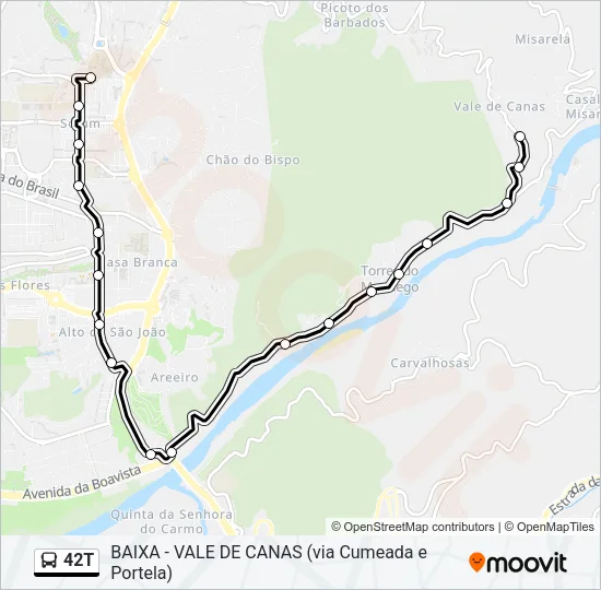 42T Bus Line Map