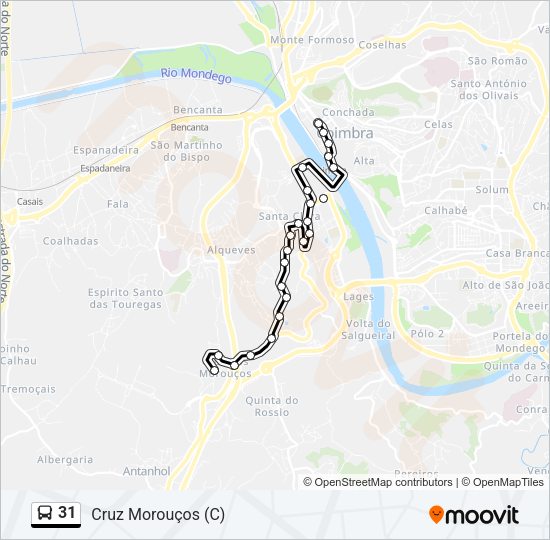 Mapa da linha do autocarro 31.