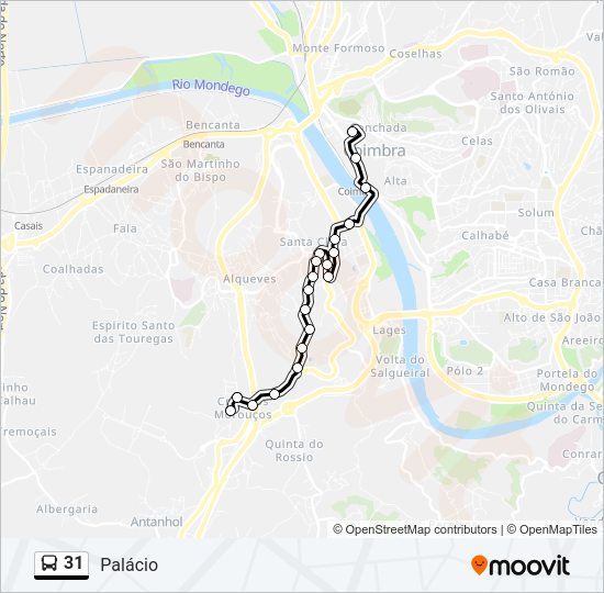 Mapa da linha do autocarro 31.