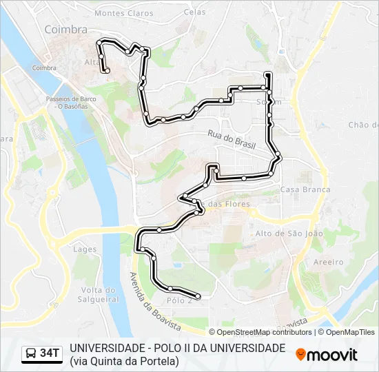 34T Bus Line Map