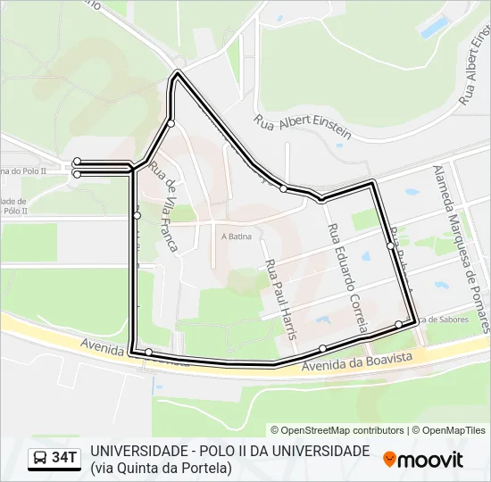 34T Bus Line Map