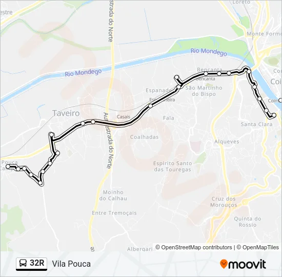 32R Bus Line Map