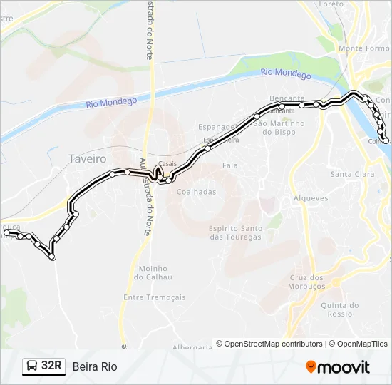 32R Bus Line Map