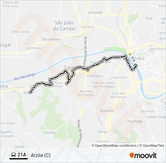 21A Bus Line Map