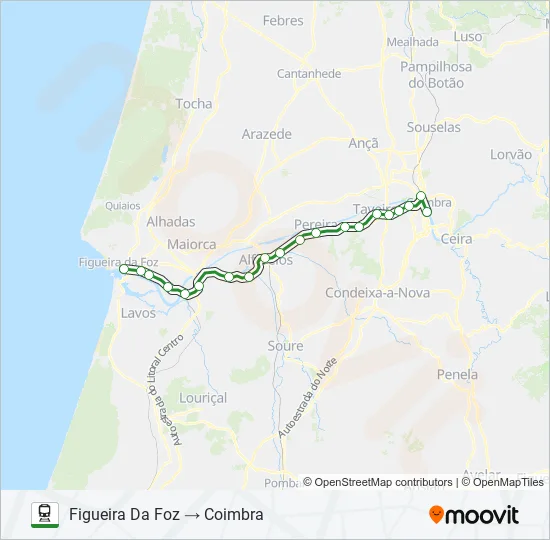 COIMBRA → FIGUEIRA DA FOZ (URBANO)  Line Map