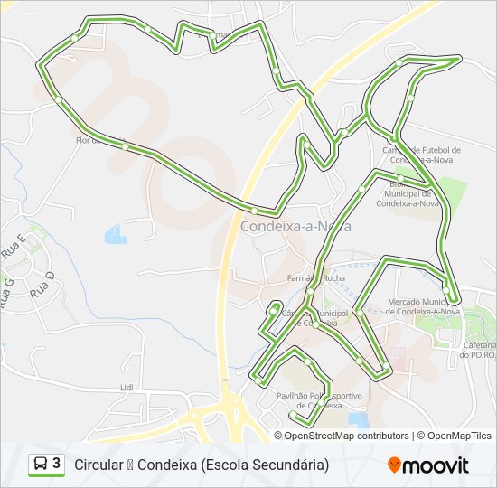 Mapa da linha do autocarro 3.