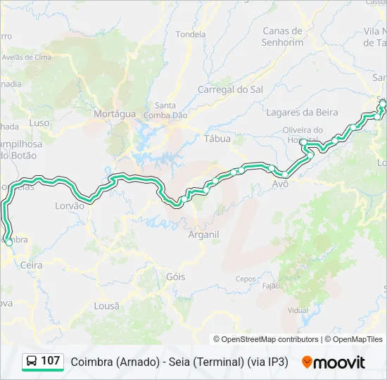 107 Bus Line Map