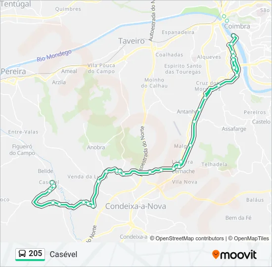 205 Bus Line Map