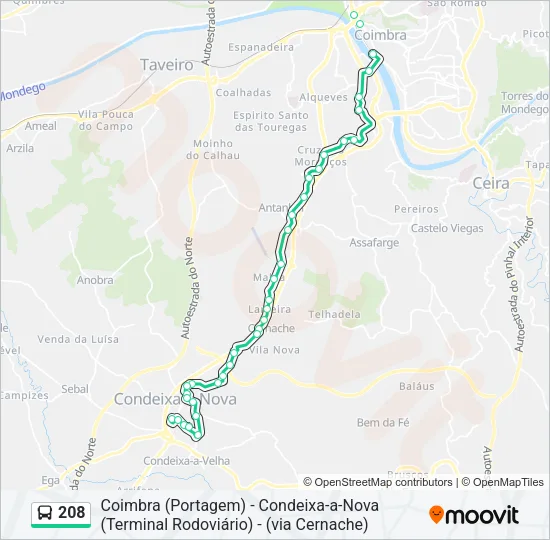 208 Bus Line Map