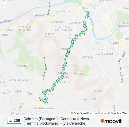 208 Bus Line Map