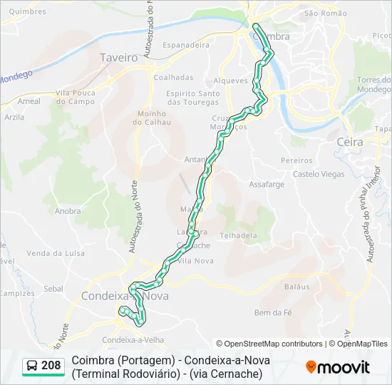 208 Bus Line Map