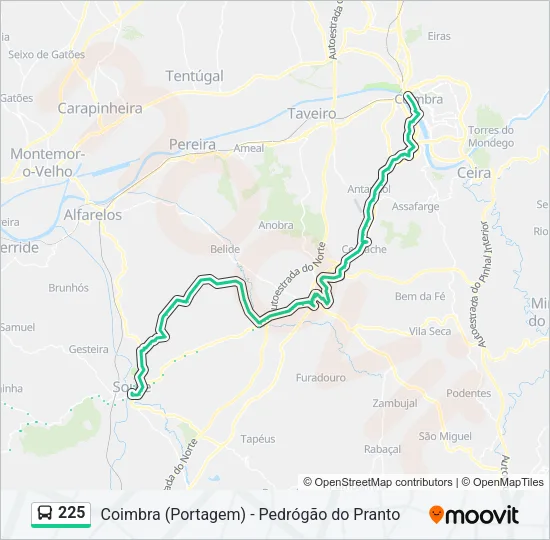 225 Bus Line Map