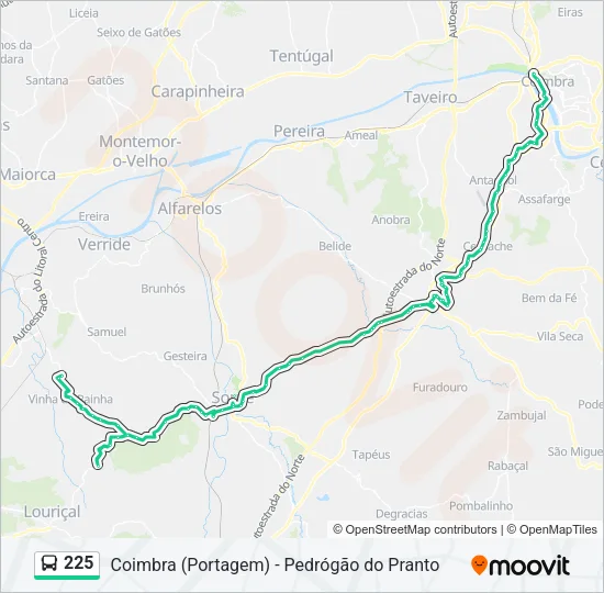 225 Bus Line Map
