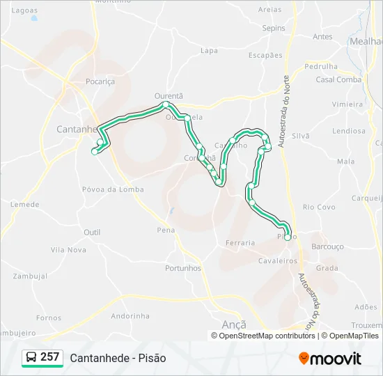 257 Bus Line Map