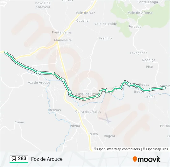 283 Bus Line Map