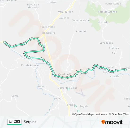 283 Bus Line Map