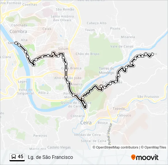45 Bus Line Map