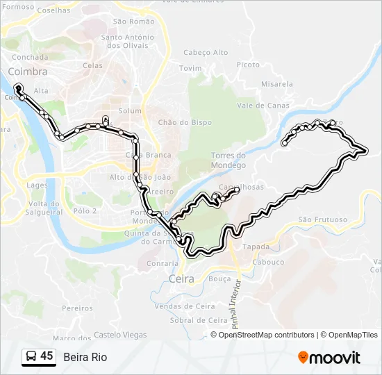 45 Bus Line Map
