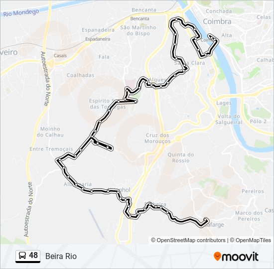 Mapa da linha do autocarro 48.