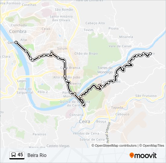 45 bus Line Map