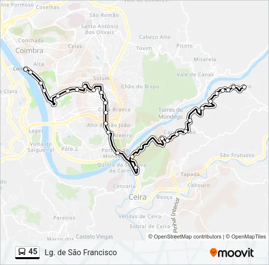 45 Bus Line Map