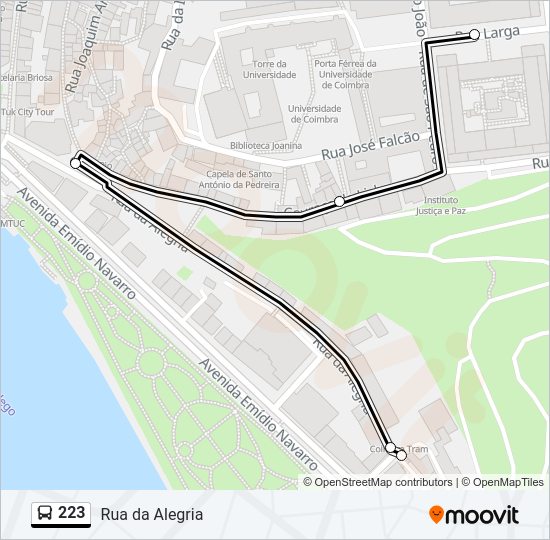 Mapa da linha do autocarro 223.