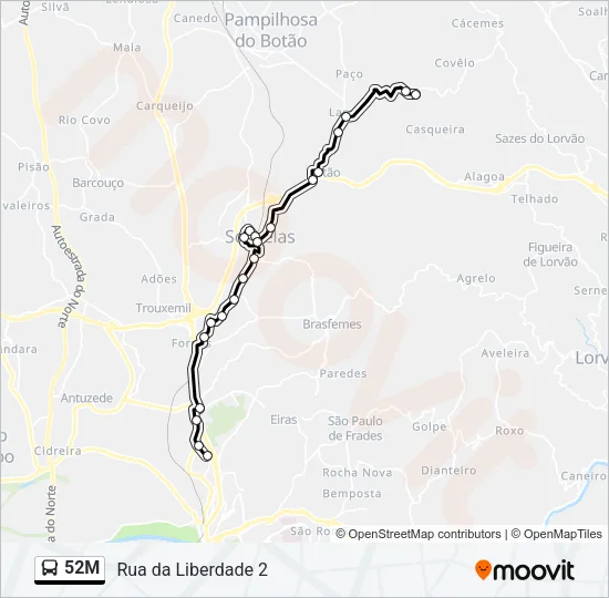 52M Bus Line Map