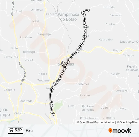 52P Bus Line Map