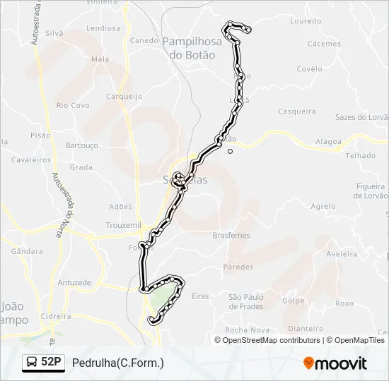 52P Bus Line Map