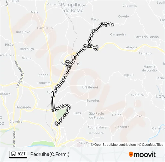 52T Bus Line Map