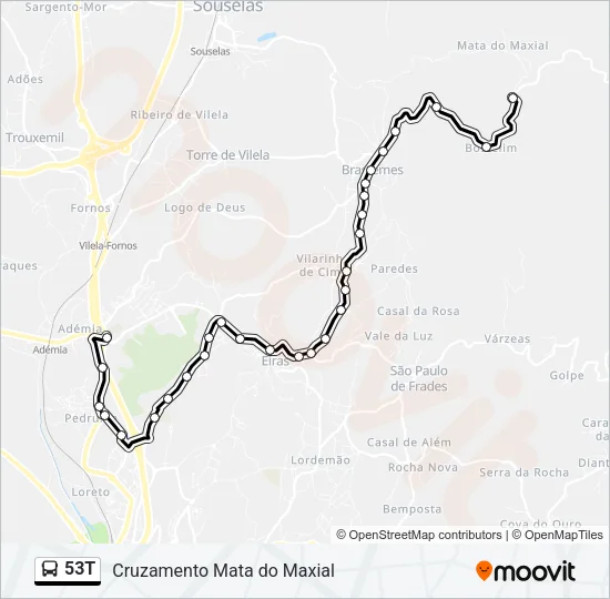 53T Bus Line Map