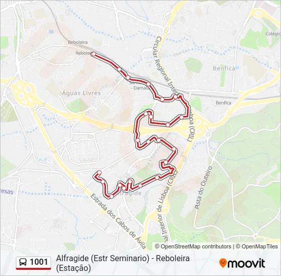 1001 Bus Line Map