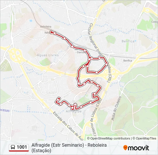 1001 Bus Line Map