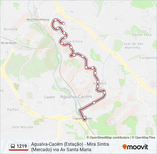 Mapa da linha do autocarro 1219.