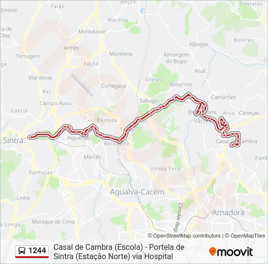 1244 Percursos Hor rios Paragens E Mapas Casal Cambra Escola 