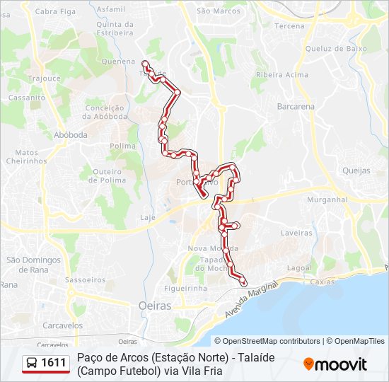 1611 bus Line Map