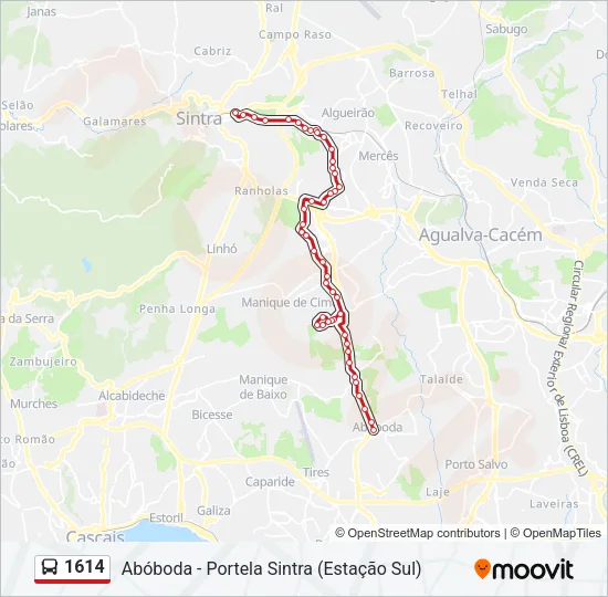 1614 Bus Line Map