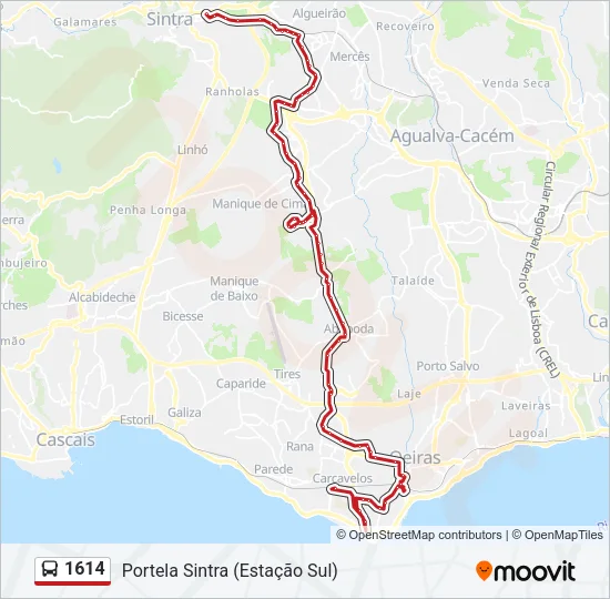 1614 Bus Line Map
